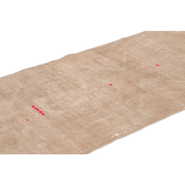 Textile Vintage Turkish Nude Handmade Distressed Wool Runner For Sale - Image 7 of 9