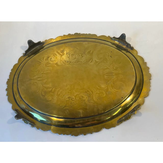 Brass Vintage Brass Serving Tray For Sale - Image 8 of 9