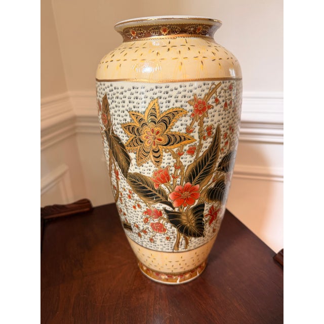Hand-Painted Asian Ceramic Floor Vase With Monkey & Floral Motif For Sale In Charleston - Image 6 of 7