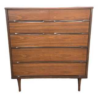 Vintage Mid Century Modern Walnut Highboy For Sale