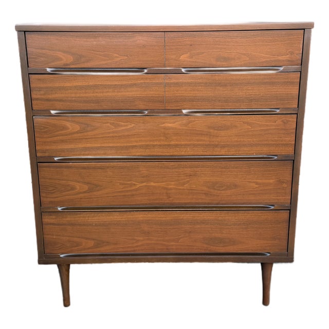 Vintage Mid Century Modern Walnut Highboy For Sale