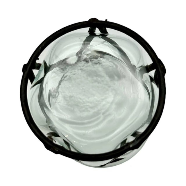 Mid 20th Century Mid-20th Century Hand Blown Glass & Metal Cage Votive Candle Holders a Pair For Sale - Image 5 of 5