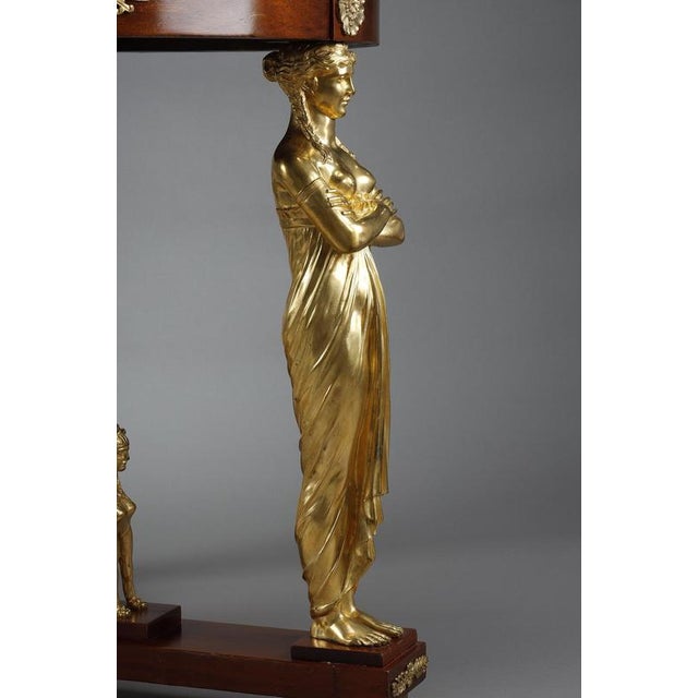 Large Empire Style Pedestal Table in Mahogany and Mahogany Veneer, 1880 For Sale - Image 10 of 18