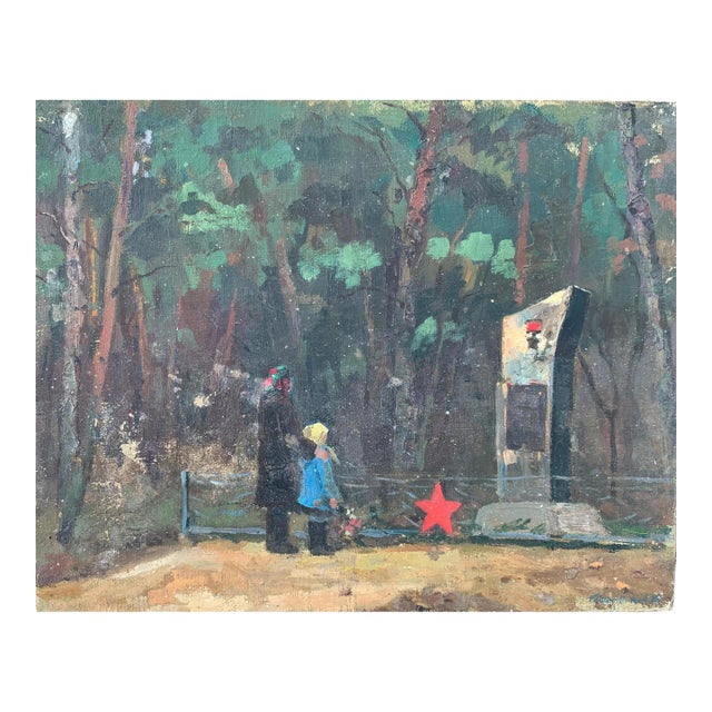 Impressionist Forest Oil Painting, Ukrainian Soviet Art, 1973 40-50 For Sale