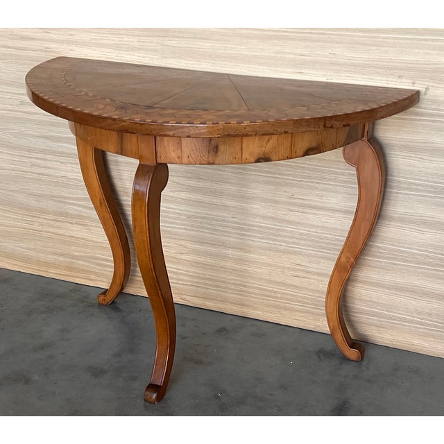 George III Satinwood Console Table With Marquetry Top For Sale - Image 4 of 11