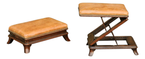 Pair of English Wooden Metamorphic Footstools with Leather Tops, circa 1860