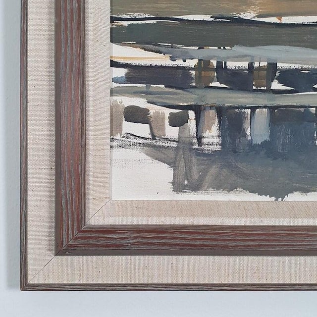 Bo Westberg-Gren, Industrial Harbor, 1959, Oil on Canvas For Sale - Image 14 of 17