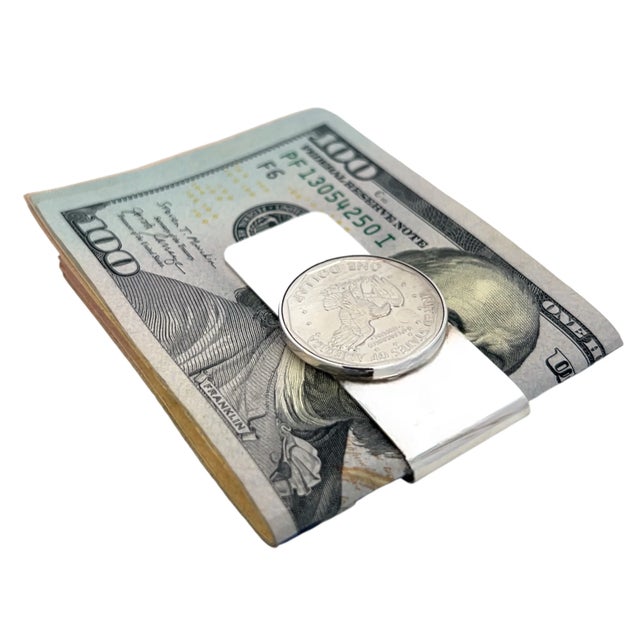 Tiffany and Co. Tiffany & Co One Dollar Coin Money Clip Sterling Silver Estate For Sale - Image 4 of 7