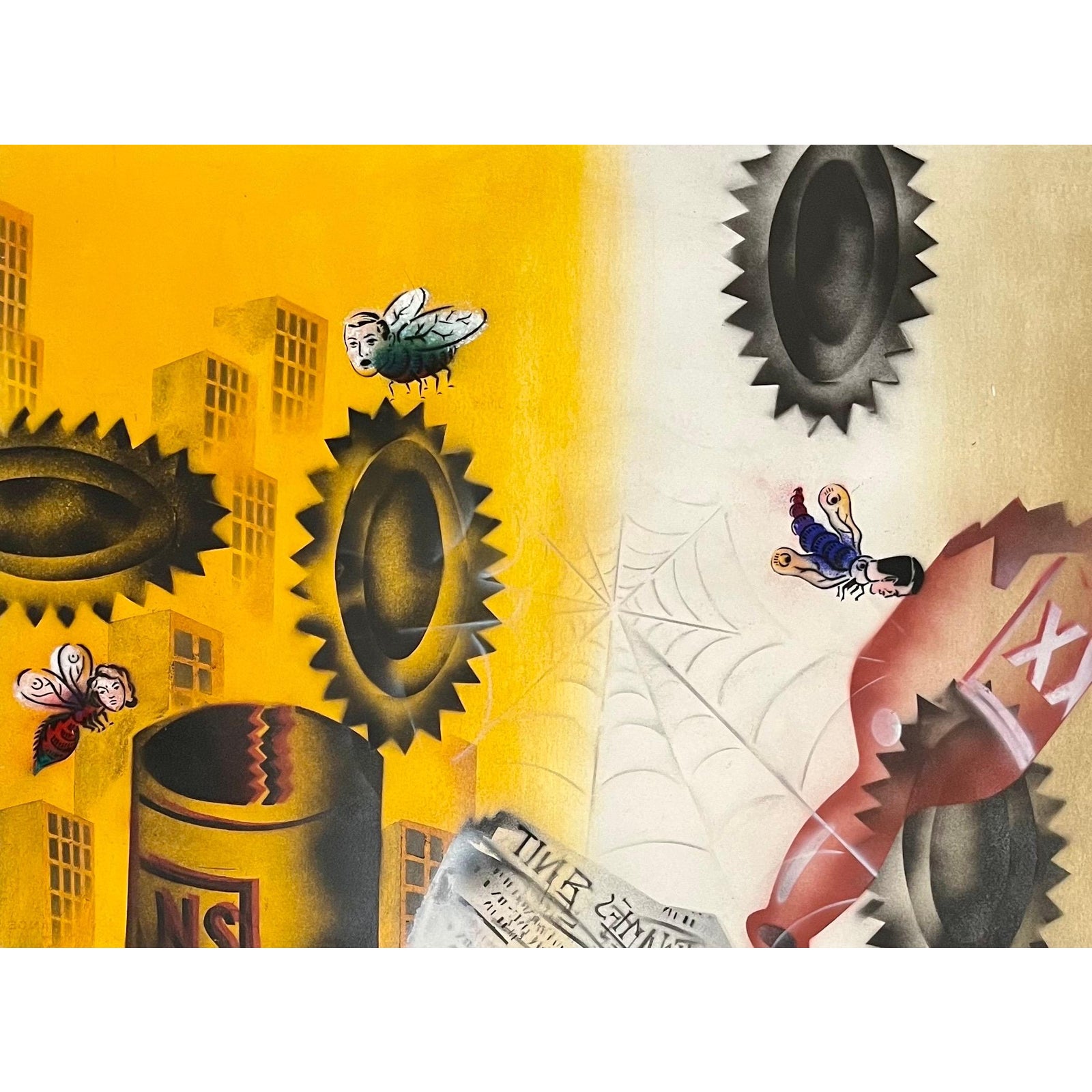 Mason Rader, Abstract Surrealist Spray Paint Mixed Media The Dump Mason ...