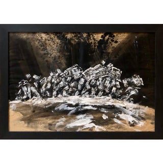 Konstantin Kakanias, Contemporary Gouache Painting Earthquake II, Greek Ruins, Monuments of Greece, c.1992 For Sale