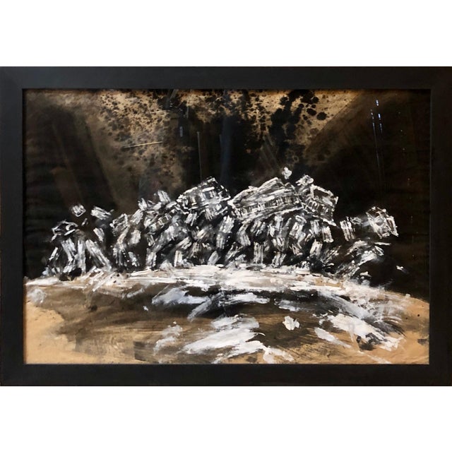 Konstantin Kakanias, Contemporary Gouache Painting Earthquake II, Greek Ruins, Monuments of Greece, c.1992 For Sale