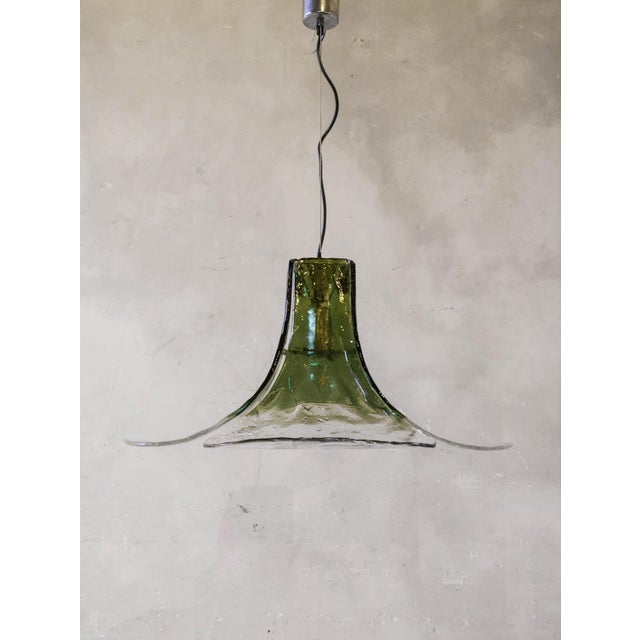 Flower-Shaped Green Murano Glass Hanging Lamp, 1960s For Sale - Image 12 of 12