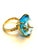 Bochic “Capri” Vintage Oval Shape Blue Topaz Diamond Set In 18K Gold & Silver For Sale - Image 11 of 14
