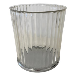 Vintage Fluted Clear Acrylic and Silver Tone Waste Paper Basket For Sale