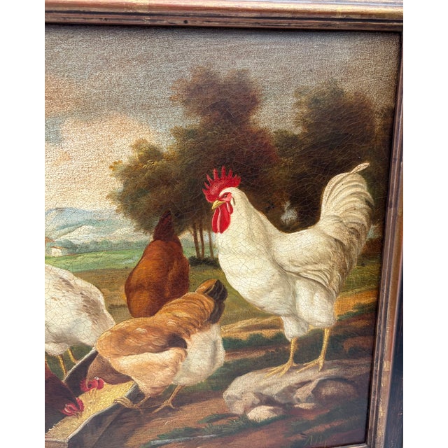 Early 19th Century English Farm Yard Oil on Canvas For Sale - Image 4 of 10