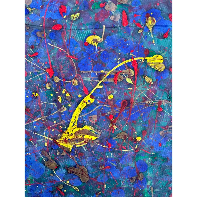 Contemporary Abstract Expressionist Acrylic Painting on Canvas, Colorful Drip Composition For Sale In San Francisco - Image 6 of 7