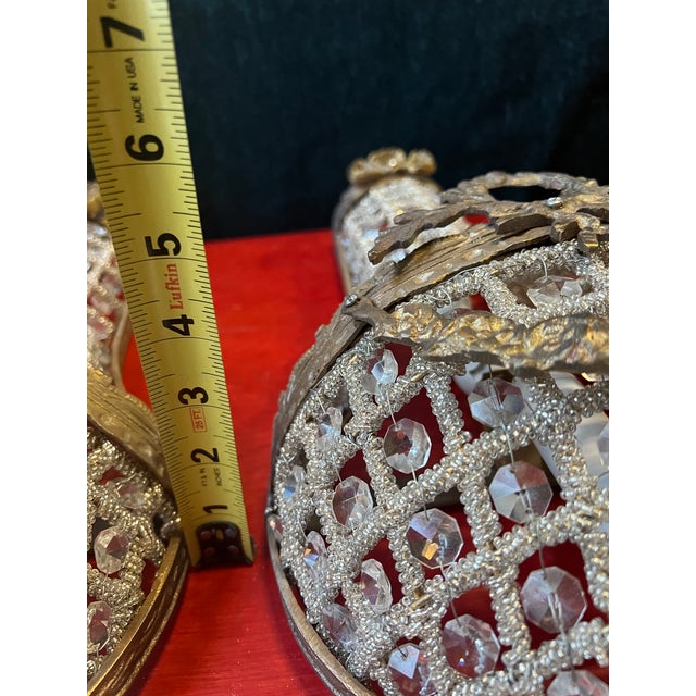 Metal 1970s Pair of Small French Basket Style Wall Sconces For Sale - Image 7 of 9