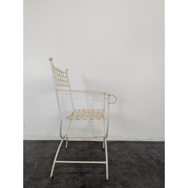 White Wrought Iron Garden Table and Chairs, Set of 5 For Sale - Image 8 of 15