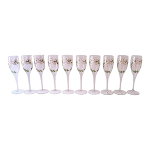 French Perrier-Jouet Champagne Flutes Glasses Art Nouveau, Set of 10