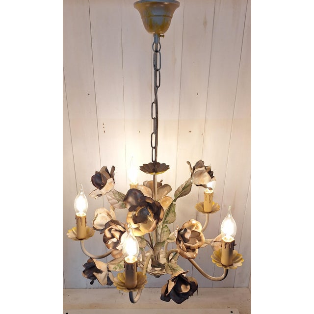 Vintage Five-Light Florentine Chandelier in Metal, 1990s For Sale - Image 3 of 9