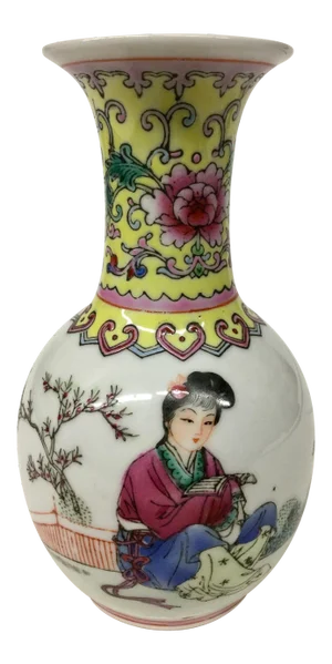 Vintage Hand Painted Chinese Porcelain Bud Vase