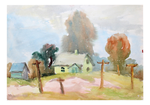 Dzidra Ezergaile, Rural Landscape, Watercolor, 1970s