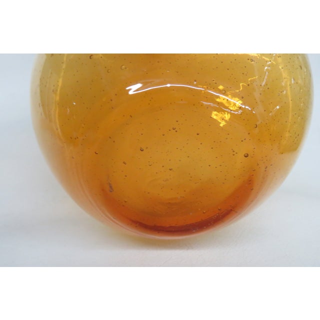 Hand Blown Amber Art Glass Vase Large Pear Shape Slender Neck Bulbous Body 5089b For Sale In Miami - Image 6 of 9