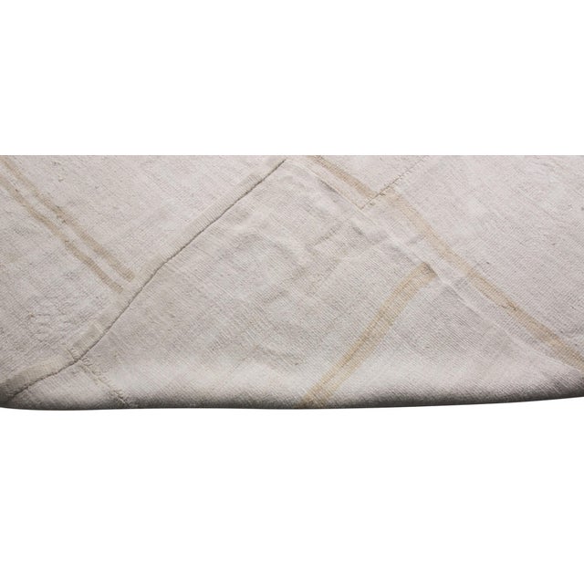 Vintage Geometric Striped Beige and Off-White Wool Kilim Rug For Sale In New York - Image 6 of 6