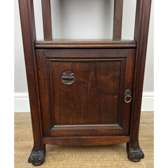 Antique French Style Walnut Bedside Table with Marble Top For Sale - Image 4 of 12