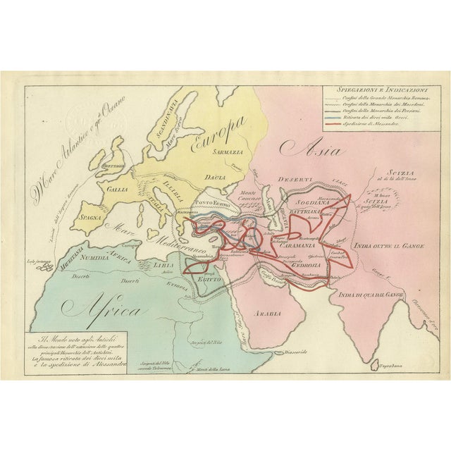 Antique World Map with Roman, Macedonian and Persian Empires from Ferrario, 1815 For Sale