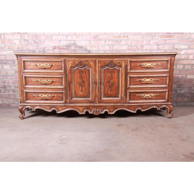Drexel Heritage French Provincial Louis XV Carved Walnut Triple Dresser