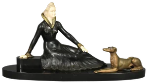 Art Deco French Metal & Marble Sculpture by Salvatore Melani, 1920s