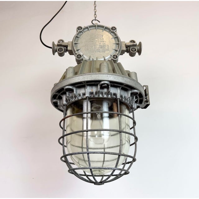 Large Industrial Cast Aluminium Cage Pendant Light from Zaos, 1970s For Sale - Image 6 of 18