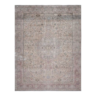 1970s Vintage Persian Handmade Wool Cotton Orange Area Rug For Sale