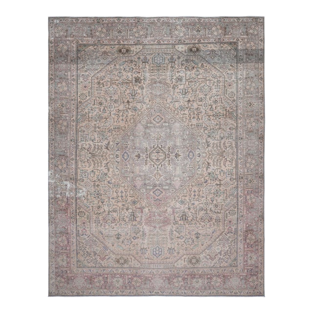 1970s Vintage Persian Handmade Wool Cotton Orange Area Rug For Sale