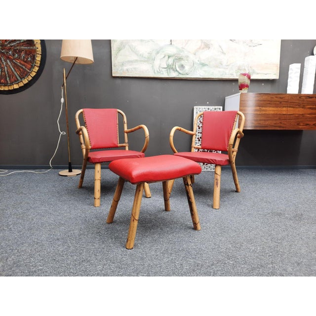 Mid-Century Modern Mid-Century Bamboo Seating Set, 1950s, Set of 3 For Sale - Image 3 of 16