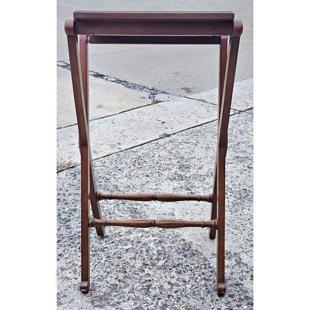 Mid 20th Century Drexel Mid Century Distressed Walnut Lectern, Podium, X Side Book Stand or Music Stand For Sale - Image 5 of 8