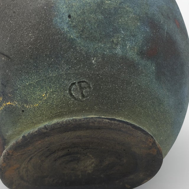 Postmodern Raku Textured Vessel (1981) For Sale - Image 3 of 4