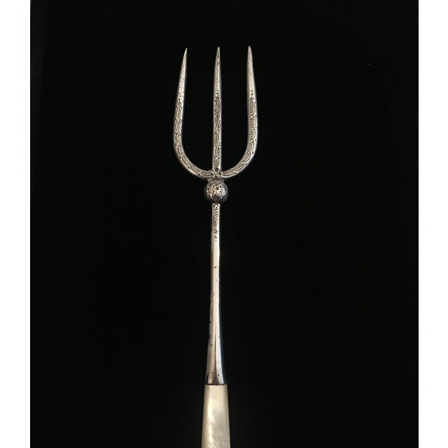 19th Century British Silver and Mother of Pearl Bread Fork or Serving Fork For Sale - Image 9 of 10