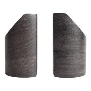 Vintage Black Stone Bookends - a Pair For Sale