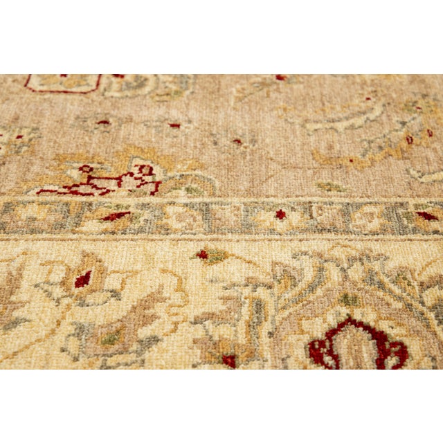 Textile Modern Handmade Paki Peshawar Wool Rug in Tan With Allover Design. For Sale - Image 7 of 10