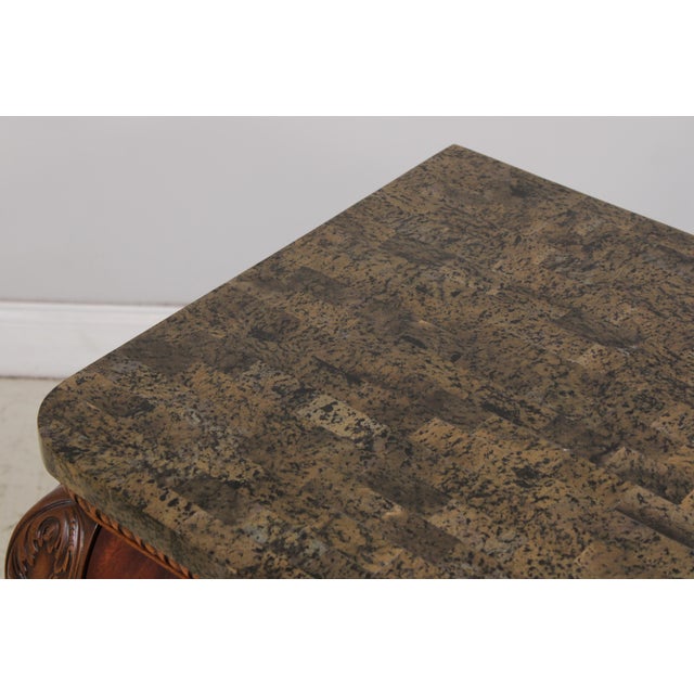 Brown Maitland Smith Flame Mahogany Marble Top Bombe Dresser For Sale - Image 8 of 18