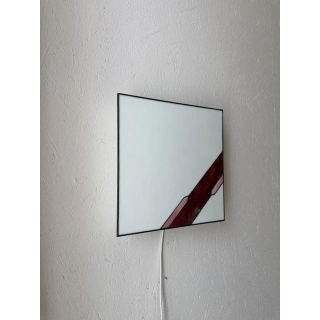 Architectural Stained Glass Wall Lamp with Textured Glass For Sale - Image 5 of 12
