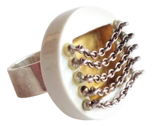 Anton Michelsen for Royal Copenhagen Porcelain Sterling Danish Modern Ring