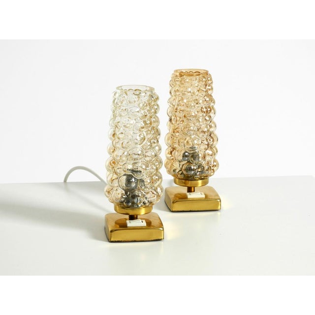 Brass Bedside Lamps with Gold Bubble Glass Shades, 1960s, Set of 2 For Sale - Image 9 of 18