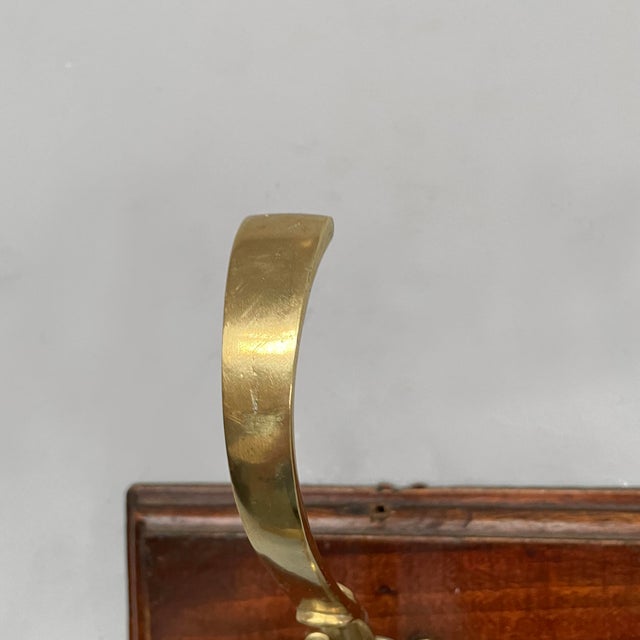 Brown Italian Art Nouveau Wall Coat Rack in Wood and Brass, 1920s For Sale - Image 8 of 11