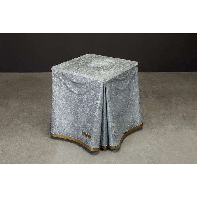 Original Production John Dickinson Galvanized Steel Drape End Table, Signed For Sale - Image 10 of 12