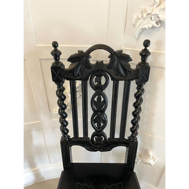 Set of Victorian Carved Ebonised Oak Side Chairs, 1860s For Sale - Image 12 of 14
