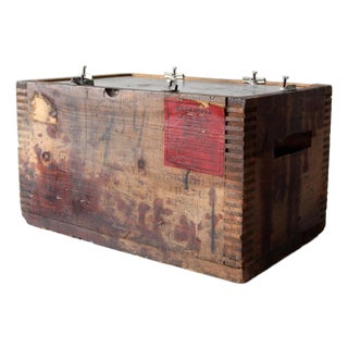 Antique Industrial Wood Crate For Sale