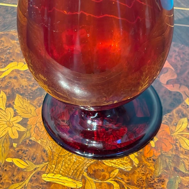 Glass Antique Ruby Red Murano Glass Vase by Vittorio Zecchin for Cappellin, 1920s For Sale - Image 7 of 17